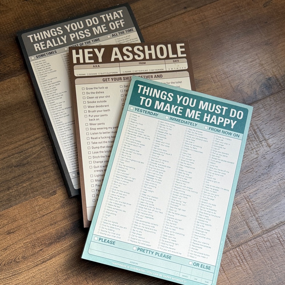 Humorous Notepad Set - Black, Brown, Blue